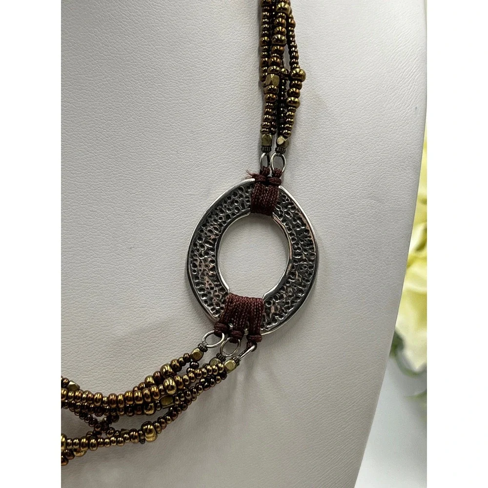 Silpada Retired Sterling Silver N1785 Multi Strand Bronze Seed Bead Necklace